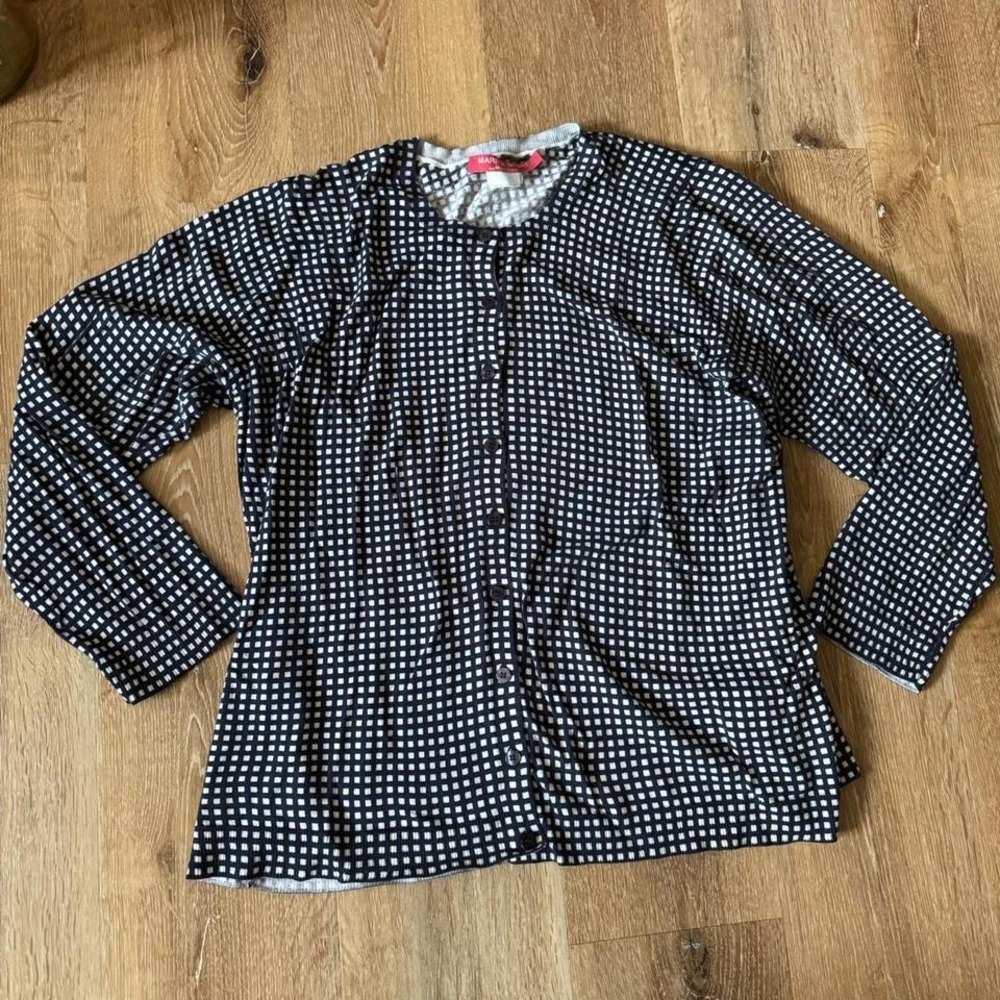 Marina Rinaldi Sport Black‎ Checkered Cardigan Size L